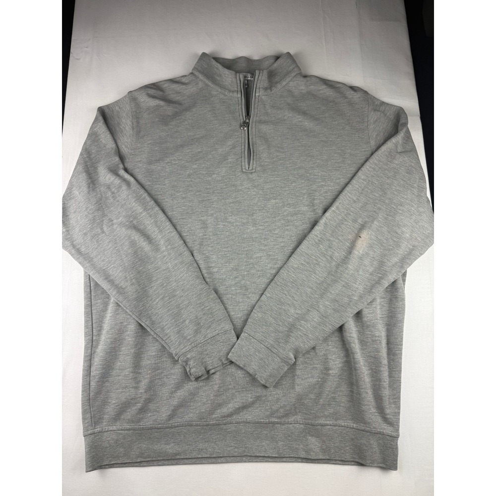 Peter Millar Quarterzip XL Gray Long Sleeve Pullover Hole on Elbow